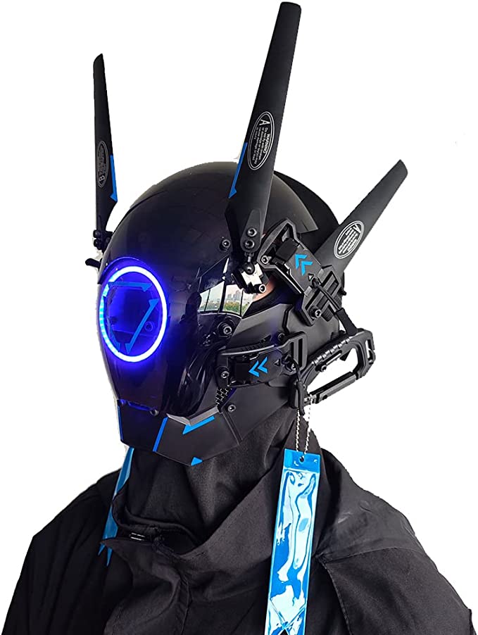 JAUPTO Punk Mask Cosplay for Men and Women, LED Round Light Mask Cosplay Halloween Fit Party Music Festival Accessories