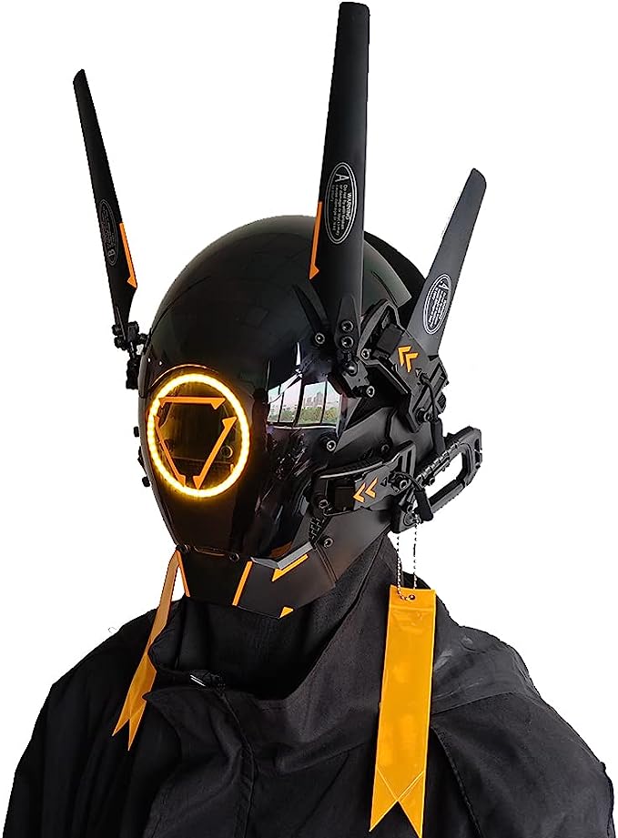 JAUPTO Punk Mask Cosplay for Men and Women, LED Round Light Mask Cosplay Halloween Fit Party Music Festival Accessories