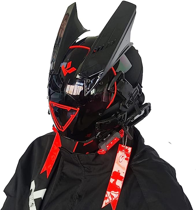 JAUPTO Punk Mask Cosplay for Men Women, LED Triangle Light Mask Cosplay Halloween Fit Party Music Festival Accessories