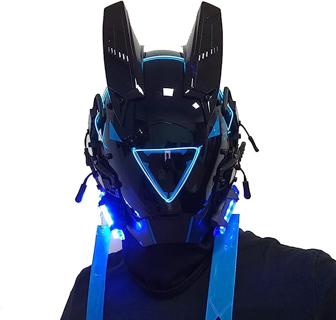 JAUPTO Punk Mask Cosplay for Men Women, LED Triangle Light Mask Cosplay Halloween Fit Party Music Festival Accessories
