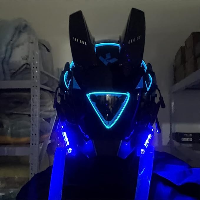 JAUPTO Punk Mask Cosplay for Men Women, LED Triangle Light Mask Cosplay Halloween Fit Party Music Festival Accessories