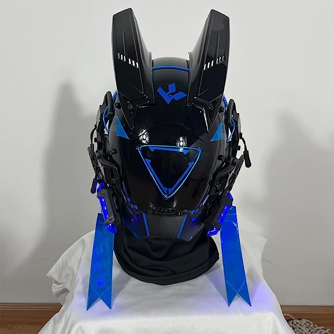 JAUPTO Punk Mask Cosplay for Men Women, LED Triangle Light Mask Cosplay Halloween Fit Party Music Festival Accessories