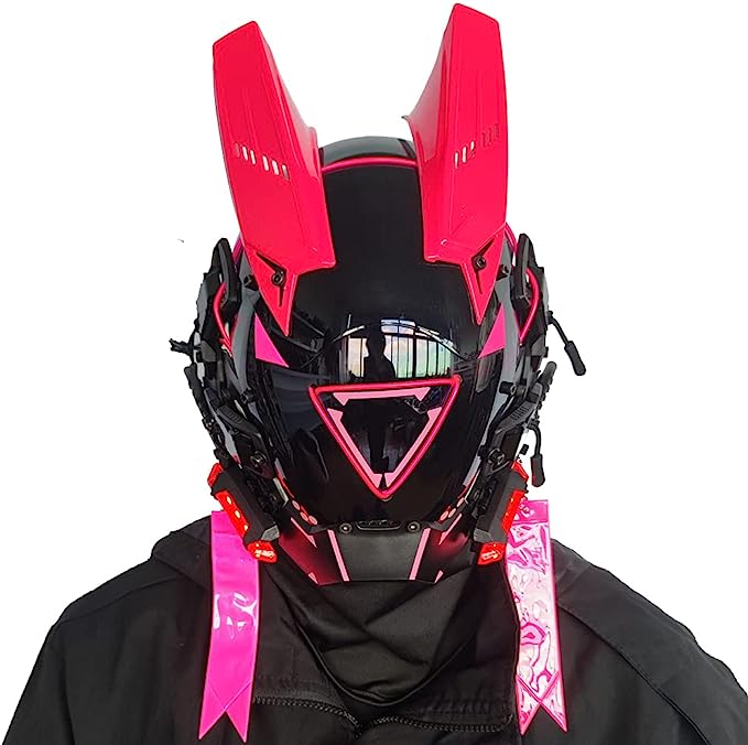JAUPTO Punk Mask Cosplay for Men Women, LED Triangle Light Mask Cosplay Halloween Fit Party Music Festival Accessories