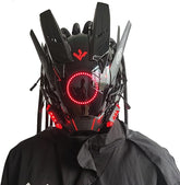 JAUPTO Punk Mask Cosplay for Men, Round Light with Braids Mask Cosplay Halloween Fit Party Music Festival Accessories