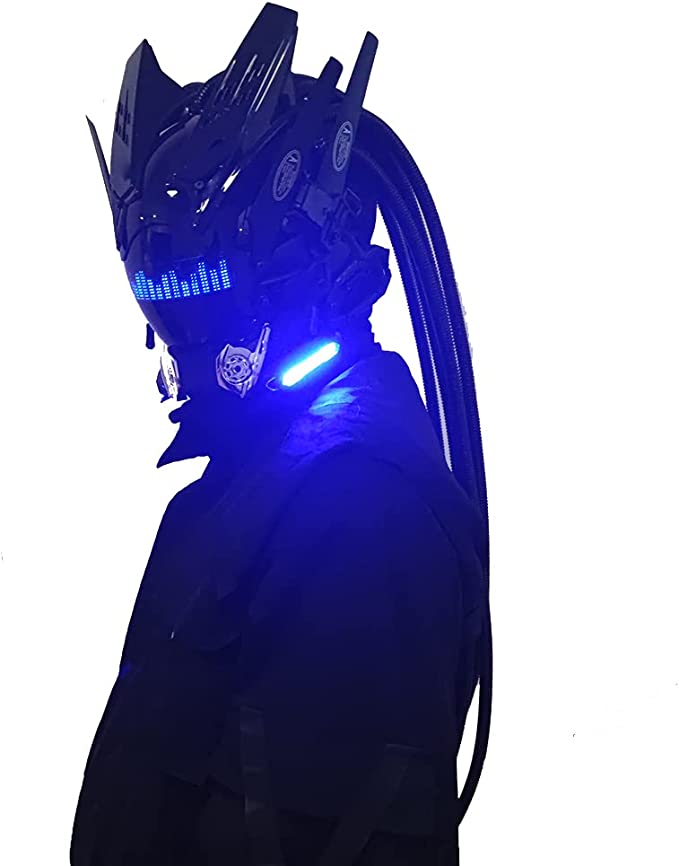 JAUPTO Punk Mask Cosplay for Men,Bluetooth APP Techwear mask, Halloween Cosplay Costume Accessory with LED Lamp, Futuristic Mask