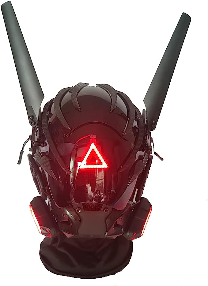 JAUPTO Punk Mask Cosplay for Men Women, Red Triangle Light Mask Cosplay Halloween Fit Party Music Festival Accessories