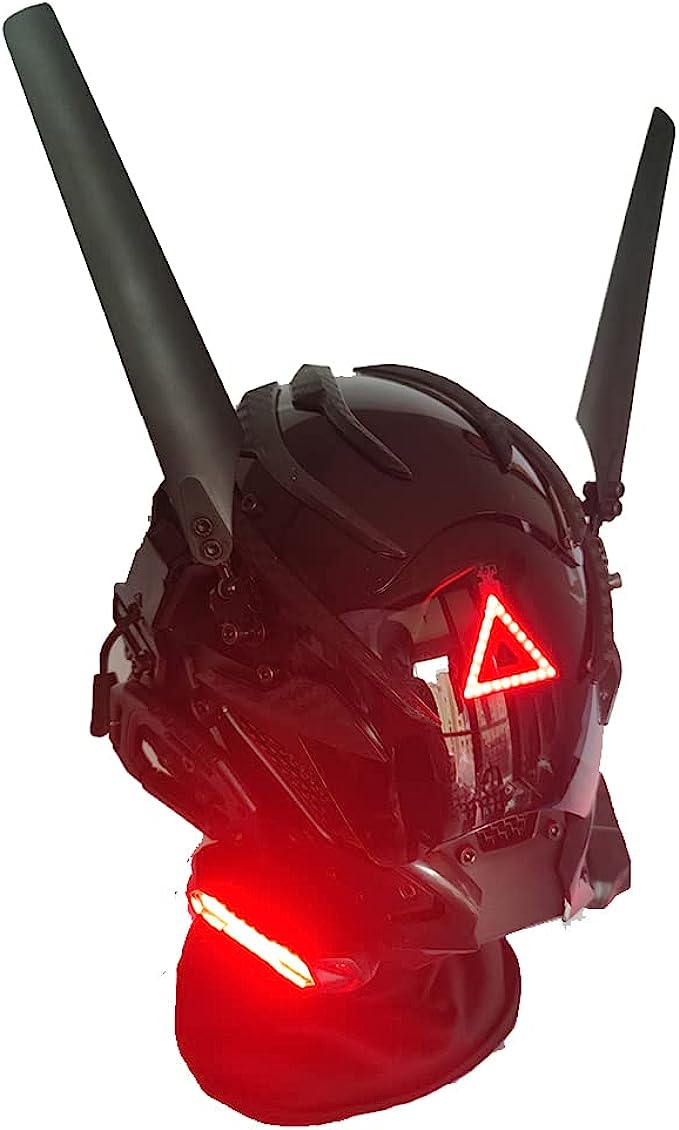 JAUPTO Punk Mask Cosplay for Men Women, Red Triangle Light Mask Cosplay Halloween Fit Party Music Festival Accessories
