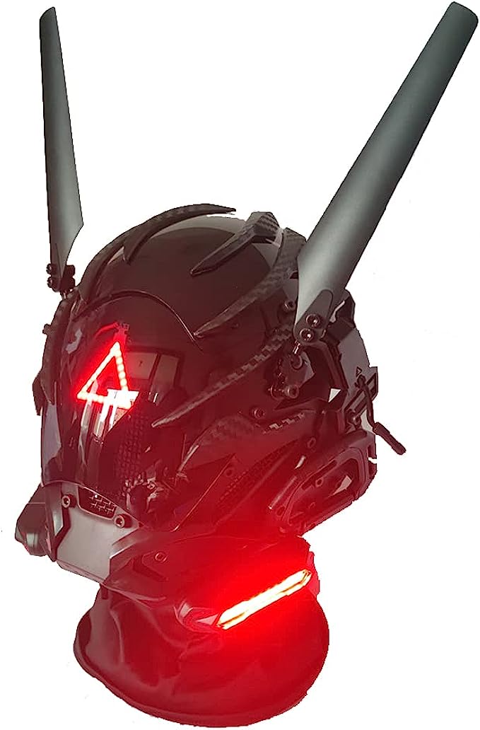 JAUPTO Punk Mask Cosplay for Men Women, Red Triangle Light Mask Cosplay Halloween Fit Party Music Festival Accessories