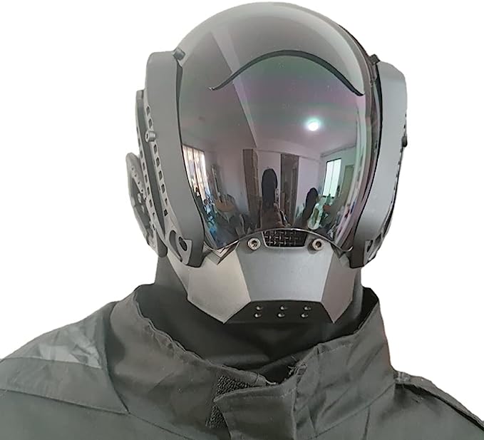 JAUPTO Punk Mask Cosplay for Men, Mechanical Sci-fi Gear Cosplay Halloween Mask Fit Party Music Festival Accessories