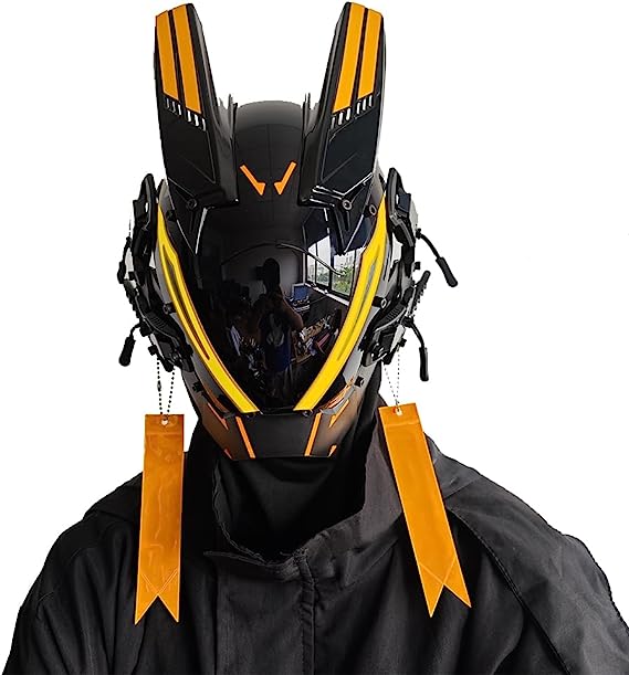 JAPTO CyberPunk Mask for Men, LED Mask for Women,Futuristic Punk Techwear, Cosplay Halloween Fit Party Music Festival Accessories