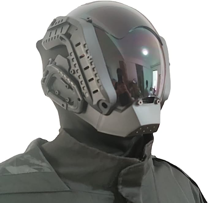JAUPTO Punk Mask Cosplay for Men, Mechanical Sci-fi Gear Cosplay Halloween Mask Fit Party Music Festival Accessories