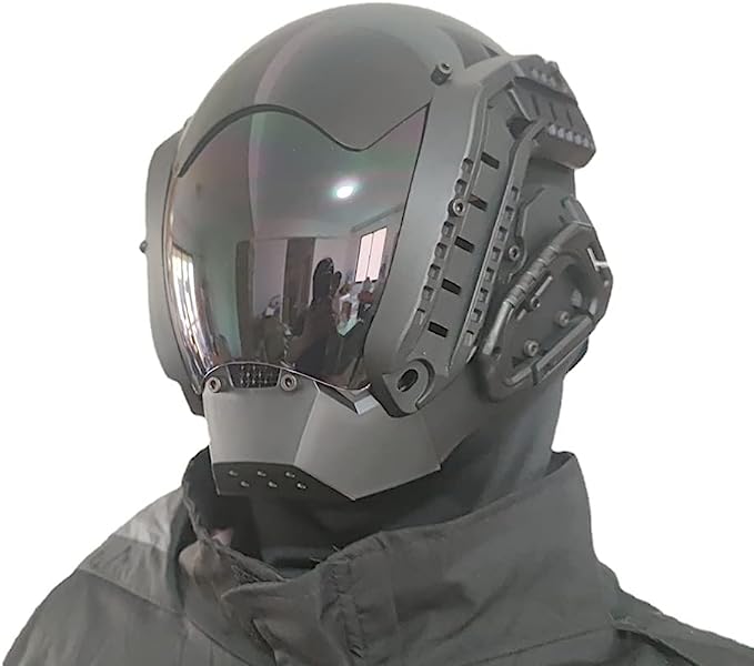 JAUPTO Punk Mask Cosplay for Men, Mechanical Sci-fi Gear Cosplay Halloween Mask Fit Party Music Festival Accessories