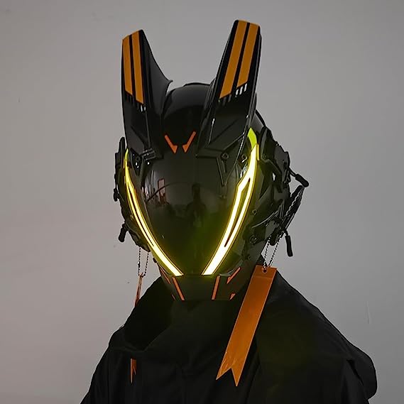 JAPTO CyberPunk Mask for Men, LED Mask for Women,Futuristic Punk Techwear, Cosplay Halloween Fit Party Music Festival Accessories