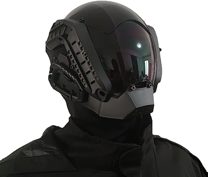 JAUPTO Punk Mask Cosplay for Men, Mechanical Sci-fi Gear Cosplay Halloween Mask Fit Party Music Festival Accessories