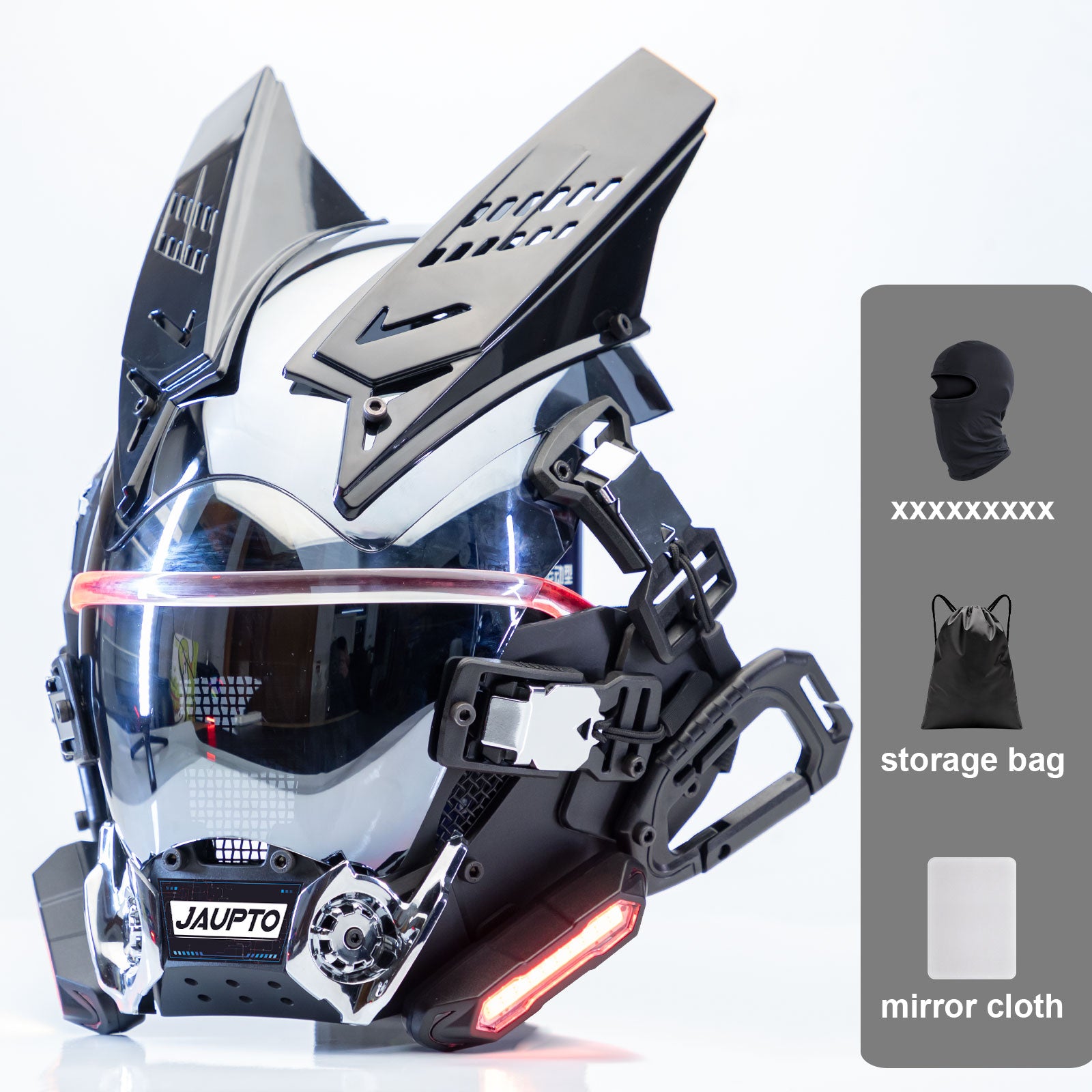 JAUPTO New adjustable lights Punk Mask Helmet,Futuristic Techwear Mask,Halloween Cosplay Fit Party Music Festival Accessories with Light