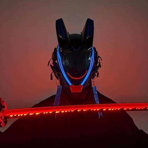 JAPTO CyberPunk Mask for Men, LED Mask for Women,Futuristic Punk Techwear, Cosplay Halloween Fit Party Music Festival Accessories