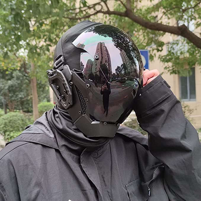 JAUPTO Punk Mask Cosplay for Men, Cosplay Halloween Mask Fit Party Music Festival Accessories