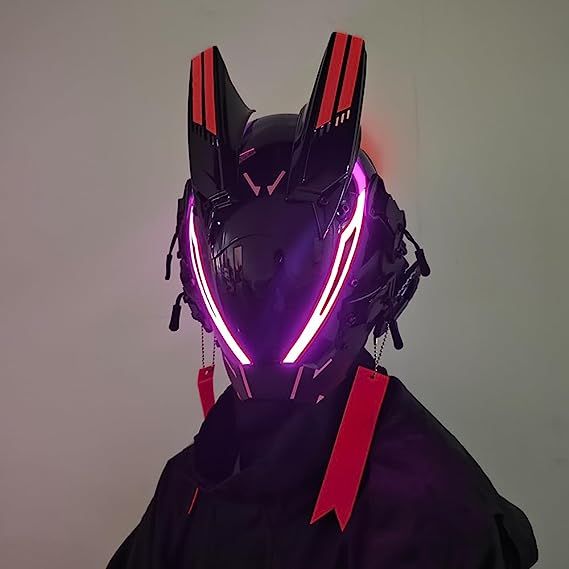 JAPTO CyberPunk Mask for Men, LED Mask for Women,Futuristic Punk Techwear, Cosplay Halloween Fit Party Music Festival Accessories