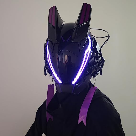 JAPTO CyberPunk Mask for Men, LED Mask for Women,Futuristic Punk Techwear, Cosplay Halloween Fit Party Music Festival Accessories