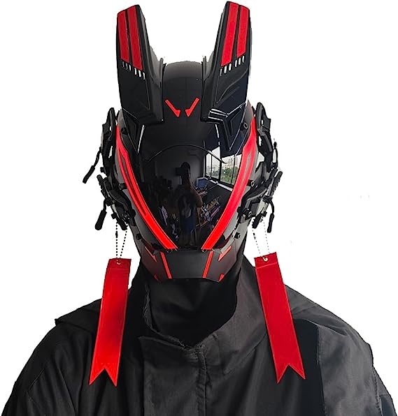 JAPTO CyberPunk Mask for Men, LED Mask for Women,Futuristic Punk Techwear, Cosplay Halloween Fit Party Music Festival Accessories