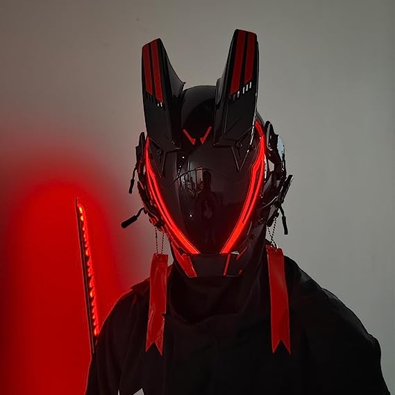JAPTO CyberPunk Mask for Men, LED Mask for Women,Futuristic Punk Techwear, Cosplay Halloween Fit Party Music Festival Accessories