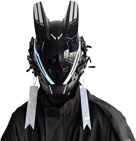 JAPTO CyberPunk Mask for Men, LED Mask for Women,Futuristic Punk Techwear, Cosplay Halloween Fit Party Music Festival Accessories