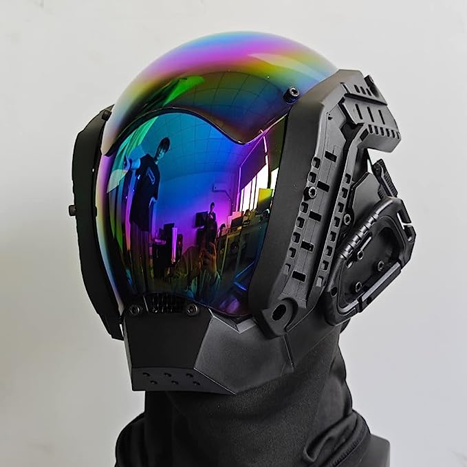 JAUPTO Punk Mask Cosplay for Men, Mechanical Sci-fi Gear Cosplay Halloween Mask Fit Party Music Festival Accessories