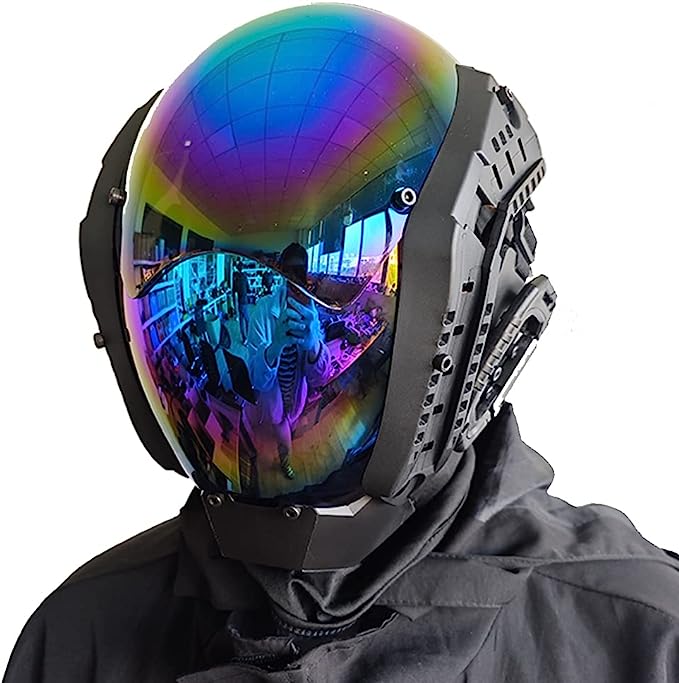 JAUPTO Punk Mask Cosplay for Men, Mechanical Sci-fi Gear Cosplay Halloween Mask Fit Party Music Festival Accessories