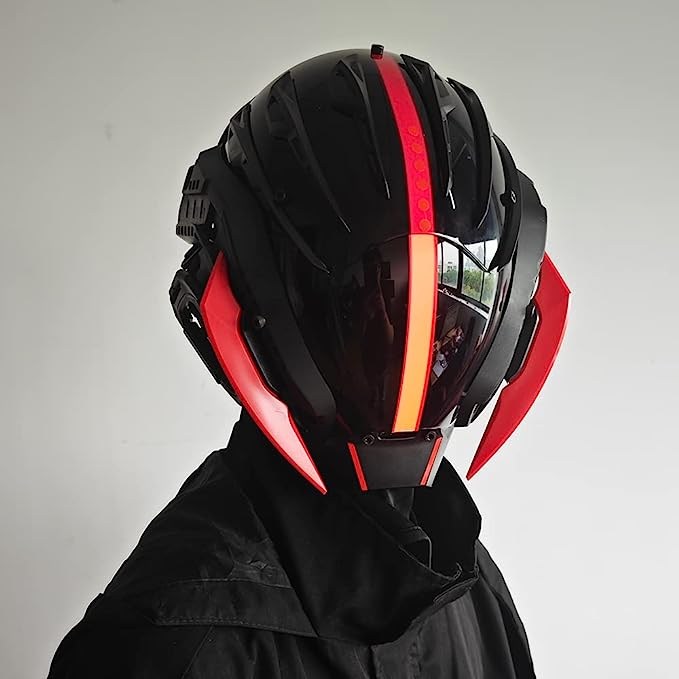 JAUPTO Punk Mask Cosplay for Men, Cosplay Samurai Masks Gifts Fit Halloween Party Music Festival Accessories
