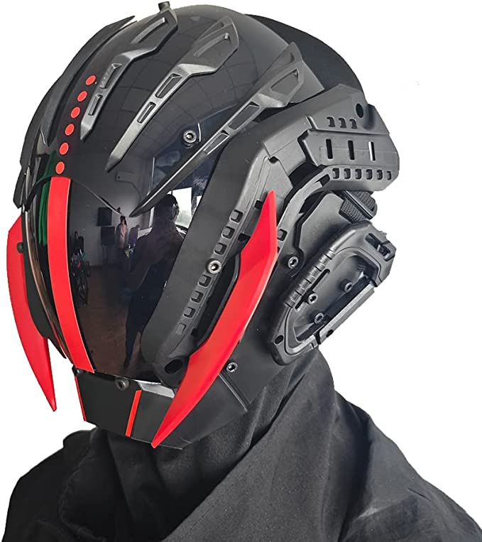 JAUPTO Punk Mask Cosplay for Men, Cosplay Samurai Masks Gifts Fit Halloween Party Music Festival Accessories