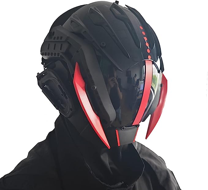 JAUPTO Punk Mask Cosplay for Men, Cosplay Samurai Masks Gifts Fit Halloween Party Music Festival Accessories