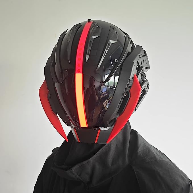 JAUPTO Punk Mask Cosplay for Men, Cosplay Samurai Masks Gifts Fit Halloween Party Music Festival Accessories
