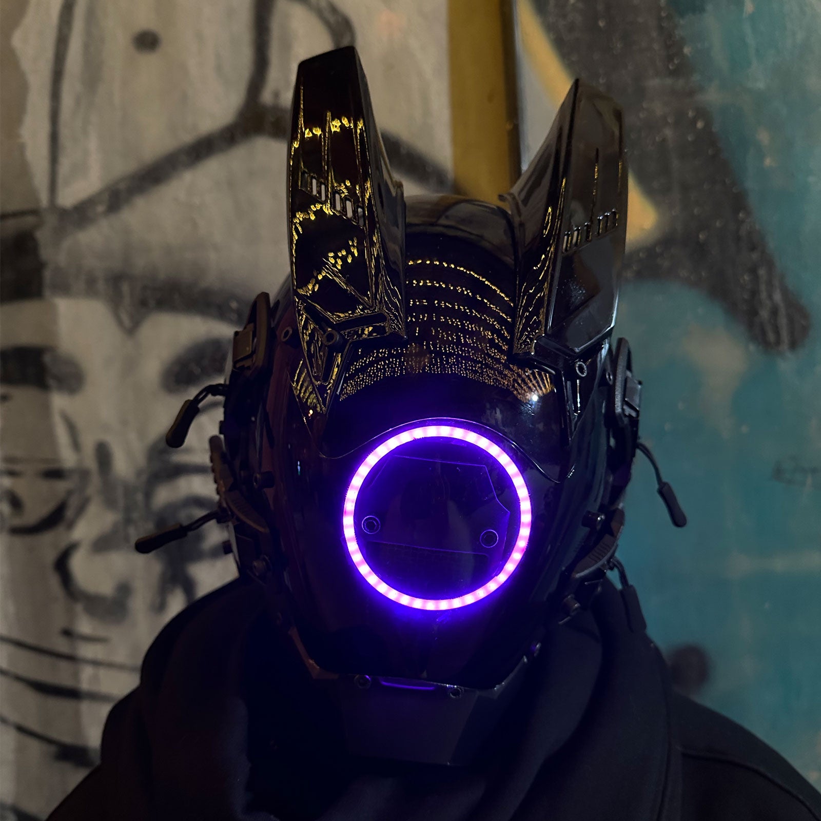 JAUPTO Techwear Mask CyberPunk Mask Helmet ,LED Light Cool Samurai Mask,Halloween Cosplay Anime mask