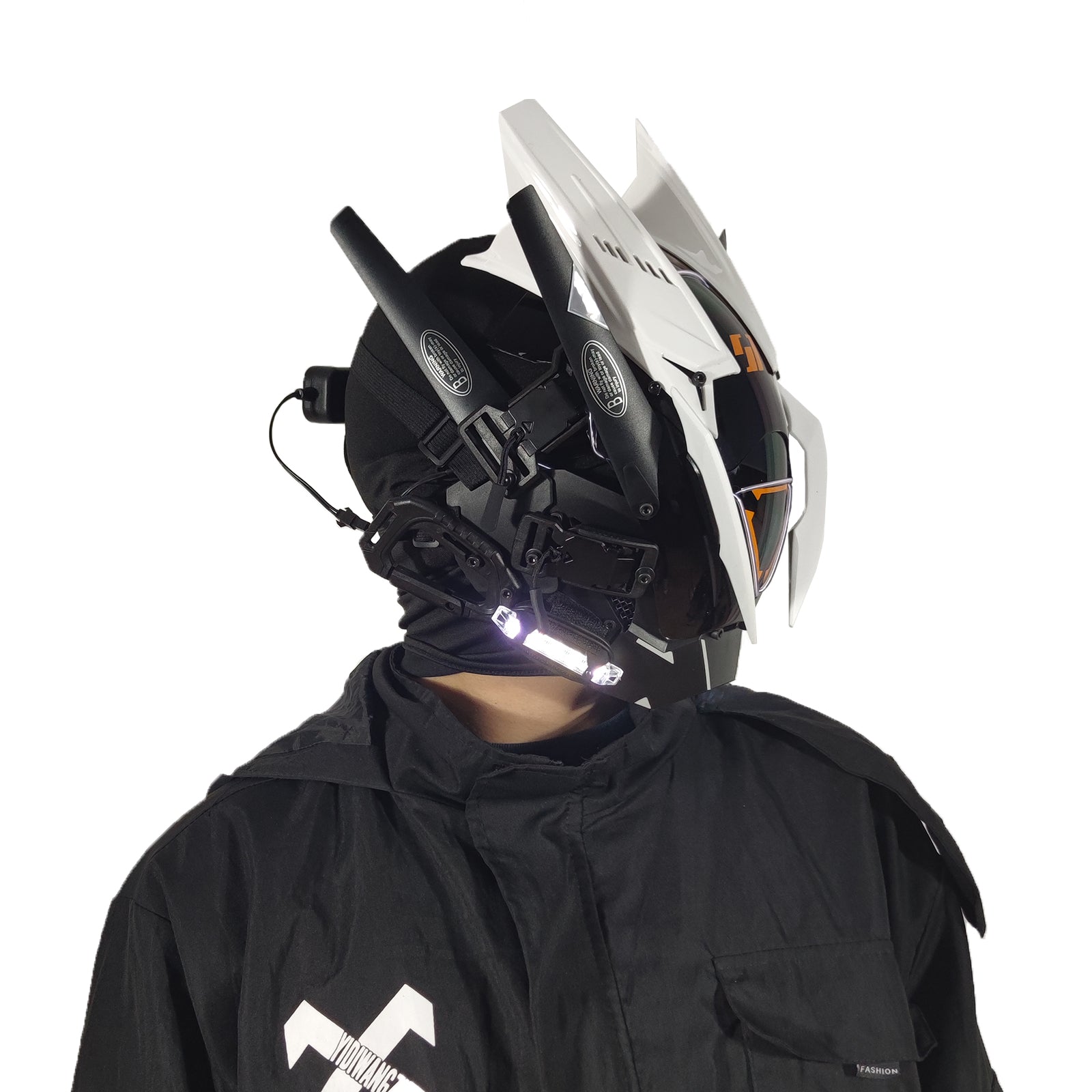 JAUPTO Cyberpunk Gothic Helmet Mask,Halloween Cosplay Led mask,Futuristic Helmet ,Techwear Mask Doom Slayer Costume Accessory with LED Light