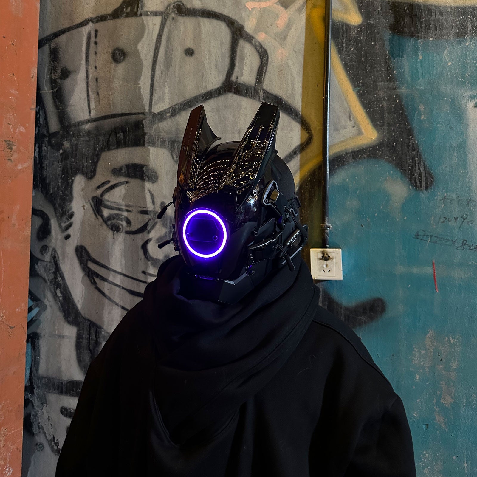 JAUPTO Techwear Mask CyberPunk Mask Helmet ,LED Light Cool Samurai Mask,Halloween Cosplay Anime mask