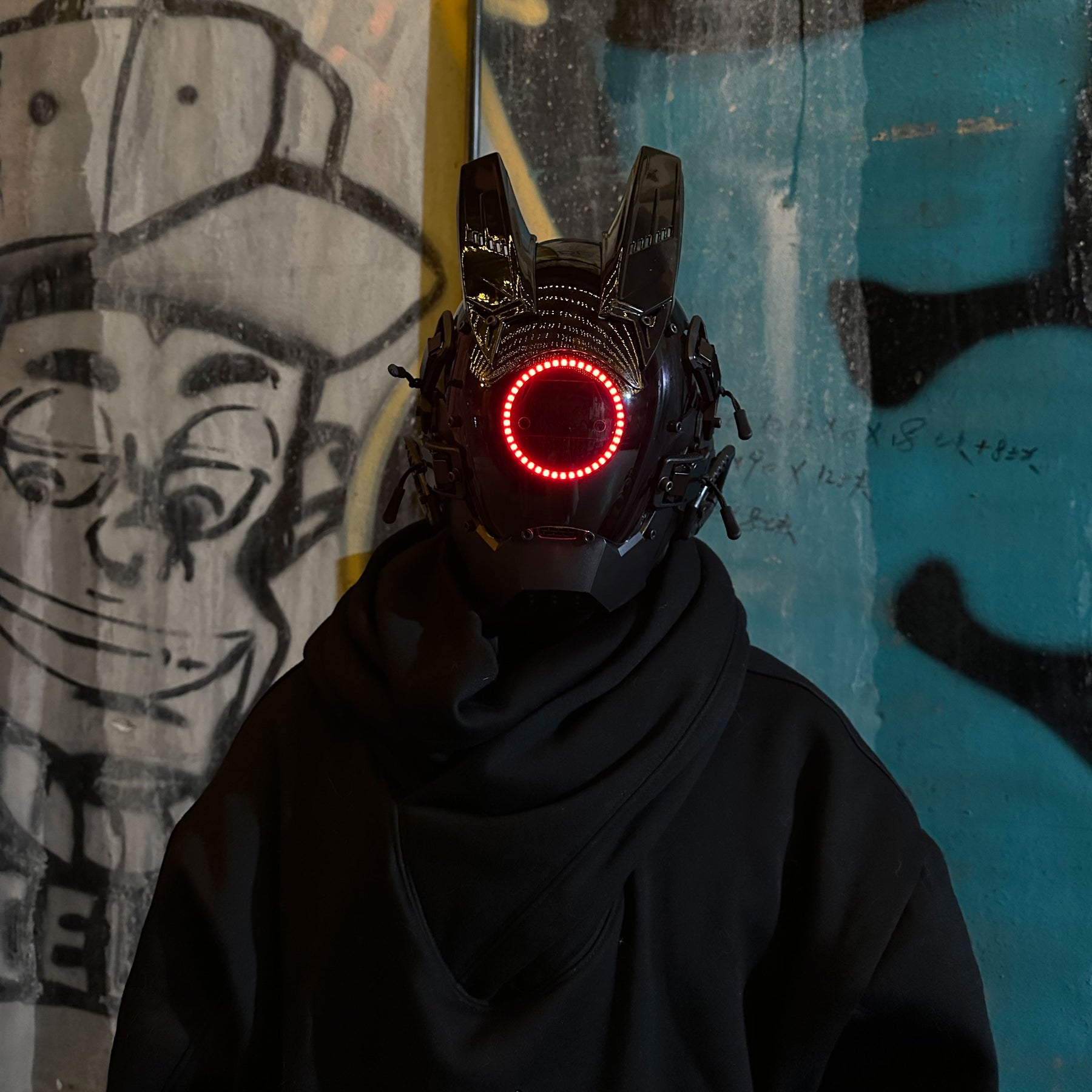 JAUPTO Techwear Mask CyberPunk Mask Helmet ,LED Light Cool Samurai Mask,Halloween Cosplay Anime mask