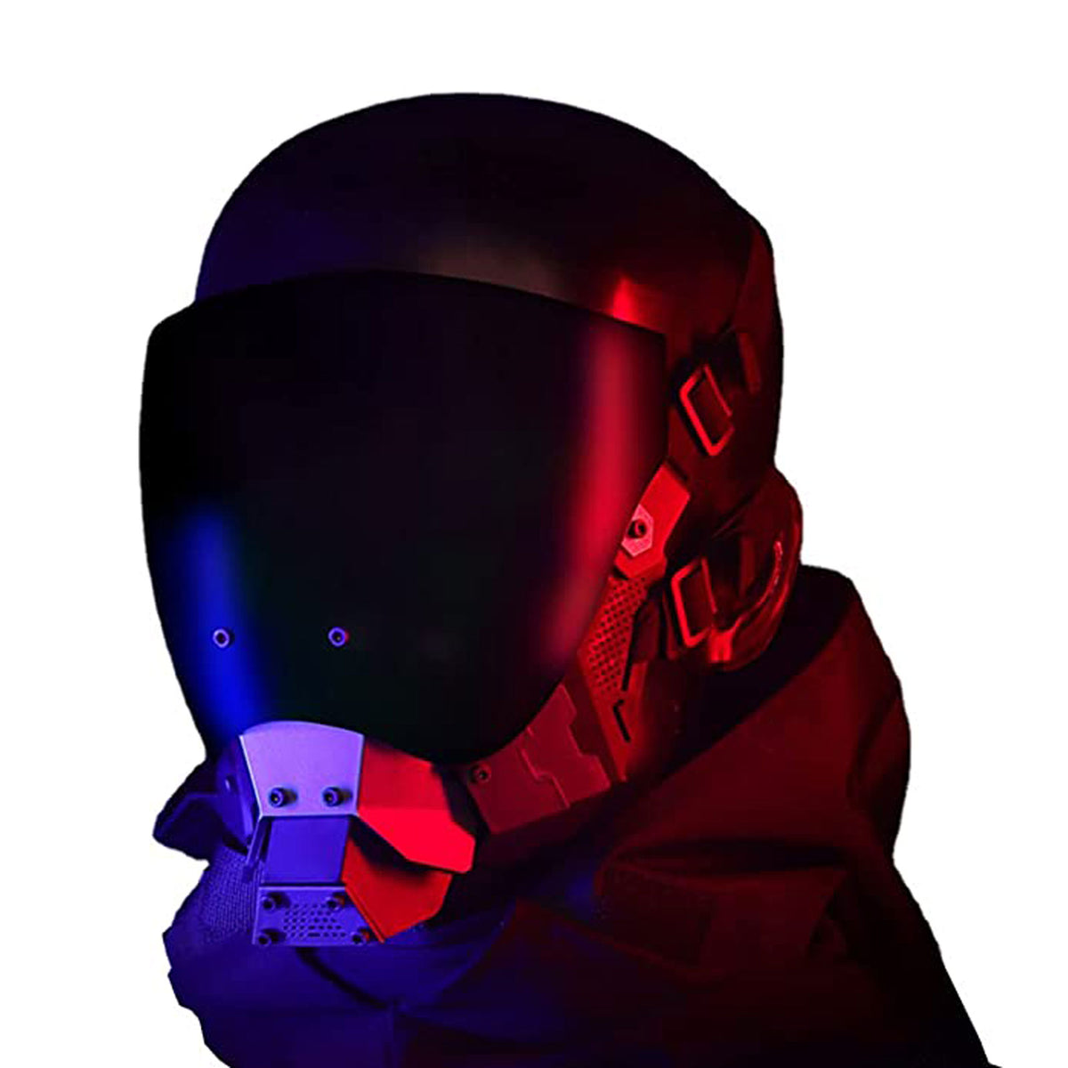 JAUPTO Punk Mask Helmet Cosplay for Men and Women, Futuristic Punk Techwear, Halloween Cosplay Fit Party Music Festival Accessories with Light