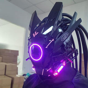 JAUPTO Punk Mask Cosplay for Men, Round Light with Braids Mask Cosplay Halloween Fit Party Music Festival Accessories