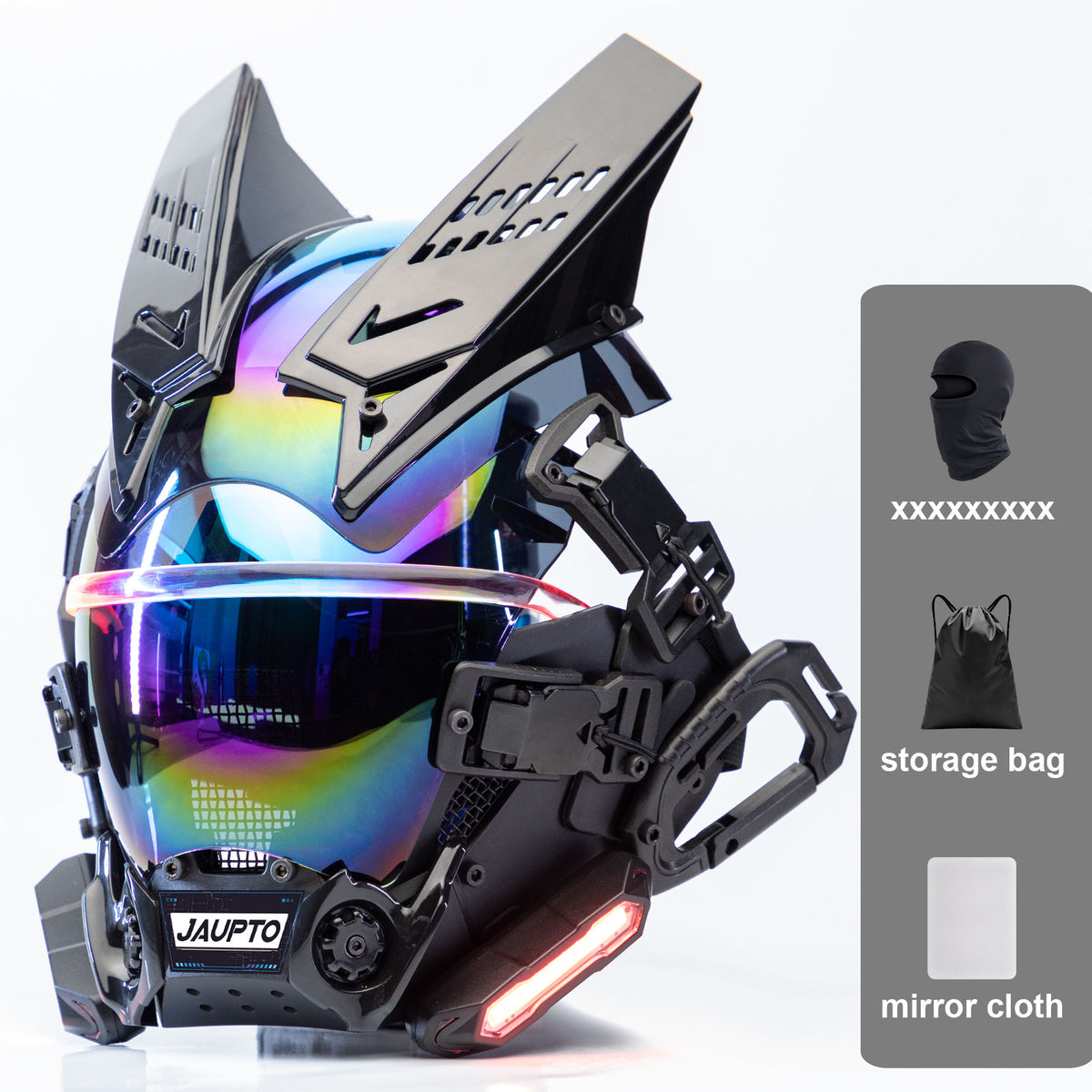 JAUPTO New adjustable lights Punk Mask Helmet,Futuristic Techwear Mask,Halloween Cosplay Fit Party Music Festival Accessories with Light