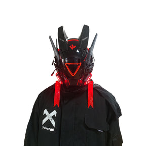 JAUPTO Cyberpunk Mask Helmet , LED Light Futuristic Techwear Mask,Sci-Fi Black Full-Face Cyberpunk Mask Costume Accessory