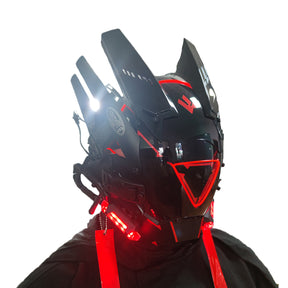 JAUPTO Cyberpunk Mask Helmet , LED Light Futuristic Techwear Mask,Sci-Fi Black Full-Face Cyberpunk Mask Costume Accessory