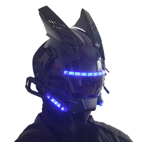 JAUPTO Gothic CyberPunk Mask Helmet ,Techwear Mask , Halloween Cosplay Technology Helmet , Futuristic Helmet with LED Light