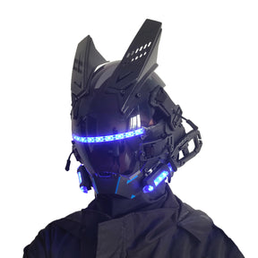 JAUPTO Gothic CyberPunk Mask Helmet ,Techwear Mask , Halloween Cosplay Technology Helmet , Futuristic Helmet with LED Light