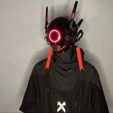 JAUPTO Cyberpunk Gothic Helmet,Punk Mask Techwear, Halloween Cosplay Technology Helmet Cosplay,Futuristic Mask with LED Light