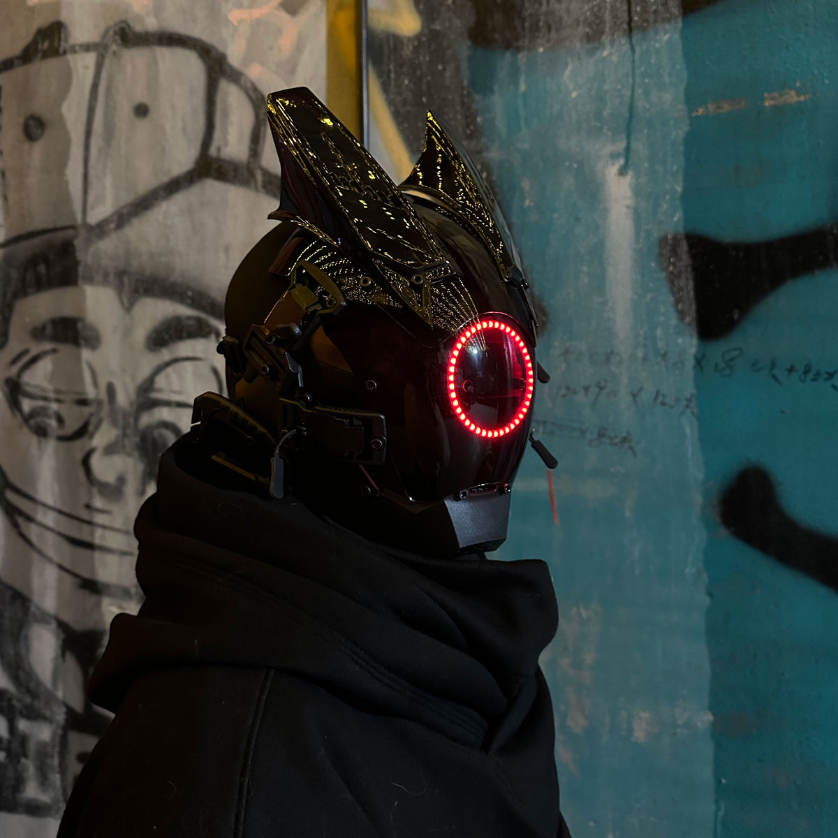 JAUPTO Techwear Mask CyberPunk Mask Helmet ,LED Light Cool Samurai Mask,Halloween Cosplay Anime mask