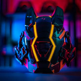 JAUPTO Cyberpunk Mask for Man Cosplay, Futuristic Cyberpunk Techwear,Cool Mask,Cosplay Helmet Face Costume Accessories, Black with LED Light
