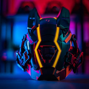 JAUPTO Cyberpunk Mask for Man Cosplay, Futuristic Cyberpunk Techwear,Cool Mask,Cosplay Helmet Face Costume Accessories, Black with LED Light